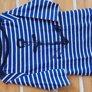 Hatley Bretton 3/4 SLV Blue and White Striped Anchor Sz. L‎ Top